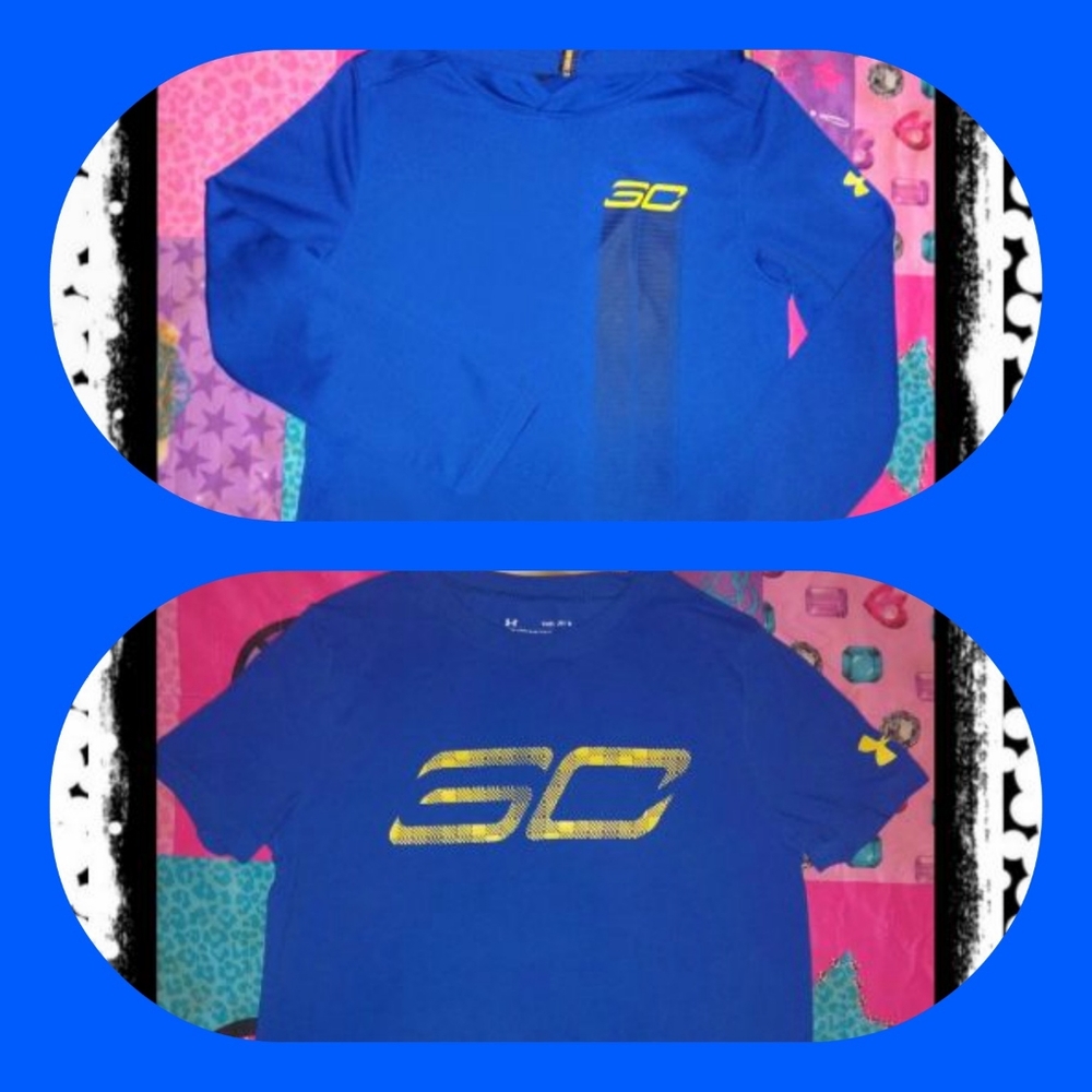 Lot of 2 Matching YOUTH BOY'S MEDIUM UA SC TOPS